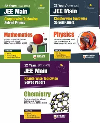 22 Years Chapterwise Topicwise (2023-2002) JEE Main Solved Papers Mathematics, Physics & Chemistry Set Of 3 Books