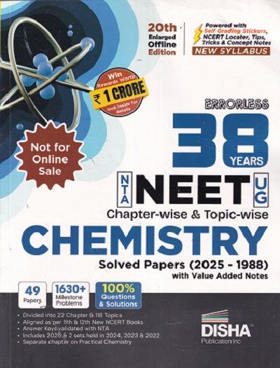 ERRORLESS 38 Previous Years NTA NEET (UG) CHEMISTRY Chapterwise & Topicwise Solved Papers | Disha Publication