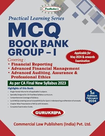 Practical Learning Series MCQ Book Bank Group-I As per CA Final New Syllabus 2023