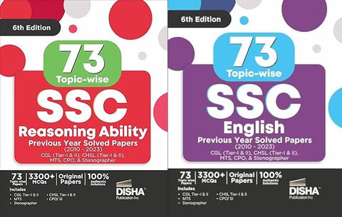 SET OF TWO BOOKS 73 Topic-wise SSC English Previous Year &73 Topic-wise SSC Reasoning Ability Previous Year Solved Papers