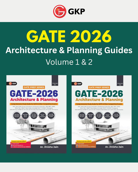 GKP GATE 2026 Architecture & Planning Guides– Volume I & II | Set of 2 Guides by Jinisha Jain for GATE, UPSC, PSU & M.Arch Exams