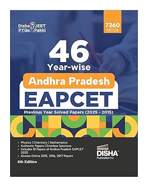 Disha 46 Year-wise Andhra Pradesh EAPCET Previous Year Solved Papers (2025 - 2015) 4th Edition | Physics, Chemistry & Mathematics PYQs Question Bank | For 2026 Engineering Exam | 5760+ MCQs | EAMCET