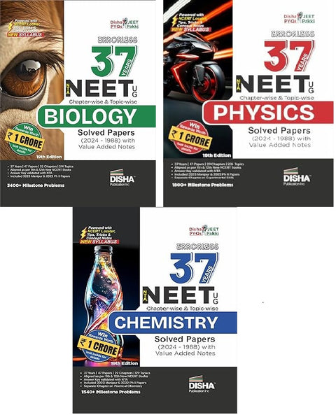 Errorless 37 Years NTA NEET (UG) Chapter-wise & Topic-wise PHYSICS, CHEMISTRY & BIOLOGY Solved Papers (2024 - 1988) with Value Added Notes 19th Edition | New Syllabus PYQs Question Bank for 2025 Exam