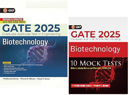 GKP GATE 2025 : Biotechnology - Guide (Includes Solved Paper 2020-2024 & 3 Mock Tests) &GKP GATE 2025 : Biotechnology - 10 Mock Tests (Includes Solved Papers 2012-2024)