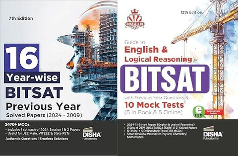 16 Year-wise BITSAT Previous Year Solved Papers  &Guide to English & Logical Reasoning for BITSAT with Previous Year Questions & 10 Mock Tests