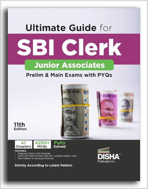 Disha Ultimate Guide for SBI Clerk Junior Associates Prelim & Main Exams with PYQs 11th Edition | 4000+ MCQs | Fully Solved | General Banking