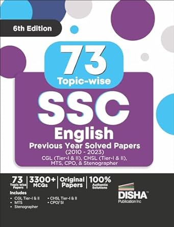 73 Topic-wise SSC English Previous Year Solved Papers (2010 - 2023)