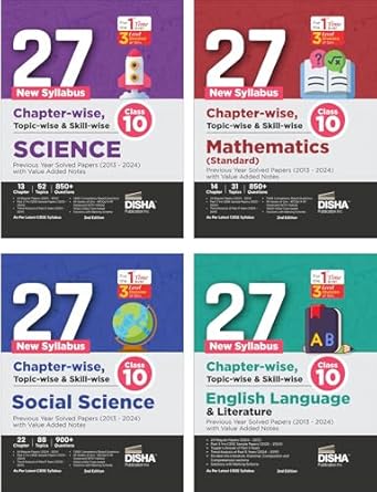Combo (set of 4 Books) 27 New Syllabus Chapter-wise, Topic-wise & Skill-wise CBSE Class 10 Science, Mathematics, Social Studies & English Previous Year Solved Papers (2013 - 2024) 2nd Edition