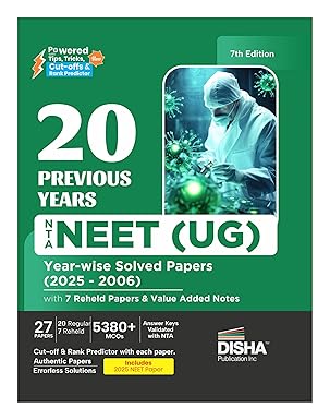 Disha 20 Previous Years NTA NEET (UG) Year-wise Solved Papers (2025 - 2006) with 7 Reheld Papers & Value Added Notes 7th Edition | NEET PYQs Question Bank 2026