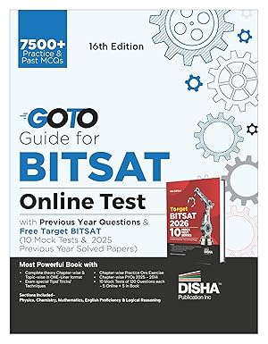 Disha GoTo Guide for BITSAT Online Test 2026 with Previous Year Questions & Free Target BITSAT (10 Mock Tests & 25 Soved Papers) 16th Edition | Concept Notes + Chapter-wise PYQs Question Bank