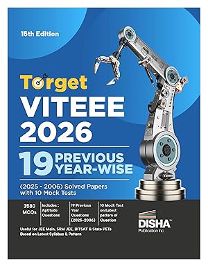 Disha Target VITEEE 2026 - 19 Previous Year-wise (2025 - 2006) Solved Papers with 10 Mock Tests Series 15th Edition | Physics, Chemistry, Mathematics, English & Aptitude 3580 PYQs