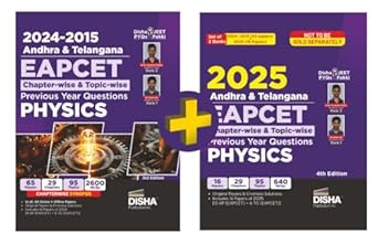 Disha Combo (2 Books) 2025 - 2015 Andhra & Telangana EAPCET Chapter-wise & Topic-wise Previous Year Questions Physics 4th Edition | EAMCET | PYQs Question Bank | For 2026 Engineering Exams