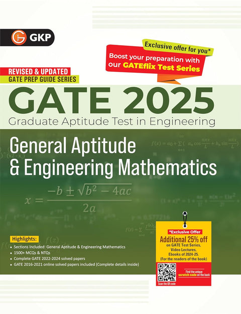 GKP GATE 2025 : General Aptitude & Engineering Mathematics - Guide | GATE Solved Papers from 2022-24