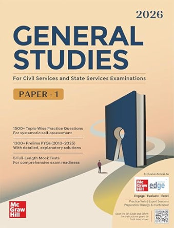 UPSC Prelims 2026: General Studies Paper 1 (Complete Manual) | GS Paper 1 Manual | 1300+ Prelims PYQs (2013-2025) | 1500+ Topic-wise Practice Questions | 5 Full-Length Mock Test on McGraw Hill Edge