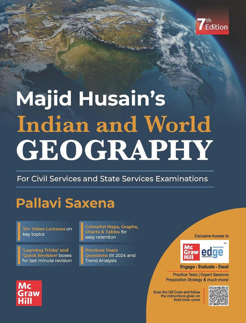 Indian and World Geography, 7e for UPSC CSE 2025-26 by Majid Husain and Pallavi Saxena | Solved Previous Years' Questions (PYQs) till 2024 | Colourful ... Affairs and Webinars on McGraw Hill Edge