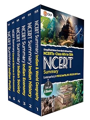 GKP UPSC NCERT 2025: Class 6-12 Set of 6 Core subjects Summary for Civil Services & State PSC Exams | Complete NCERT Notes with Maps, Infographics & 1100+ MCQs | IAS Prelims & Mains Preparation