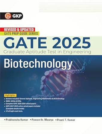 GKP GATE 2025 : Biotechnology - Guide (Includes Solved Paper 2020-2024 & 3 Mock Tests)