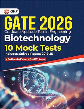 GKP GATE 2026 Biotechnology 10 Mock Tests| Solved Papers (2012–2025) | Practice Book for GATE Exam Preparation
