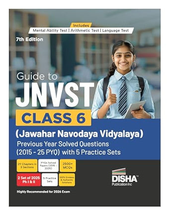 Disha Guide to JNVST Class 6 with 5 Practice Sets| Jawahar Navodaya Vidyalaya Selection Test | Previous Year Solved Questions (2015 - 25 PYQ) | Navodaya Entrance Exam 2026