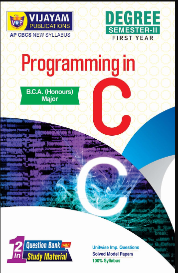 B.C.A.(Honours):Major - Programming in C - SEM2 AP CBCS 2024
