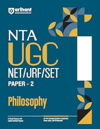 Arihant NTA UGC NET/ JRF/ SET PAPER-2 Philosophy | As per updated syllabus | 3 Model Papers with latest solved papers