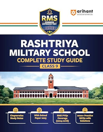 Arihant RMS (Rashtriya Military School) Class 9 Entrance Test 2026 | Complete Study Guide with Chapterwise Notes | Solved Paper 2025 | RMS PYQs ... | 2000+ Practice MCQs with Detailed Solutions