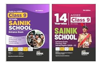 Disha Combo (set of 2 Books) Study Package for AISSEE Class 9 All India SAINIK School Entrance Exam - Guide + Previous Year Solved Papers + Practice Sets - 5th Edition | For 2026 Exam | PYQs