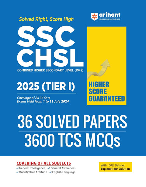 Arihant SSC CHSL 2025 (Tier I) | 36 Solved Papers with 3600 TCS Pattern MCQs