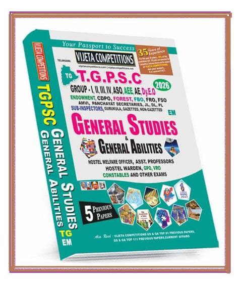TGPSC General Studies & General Abilities 2026, Group I-IV, ASO, AEE, AE, Dy.E.O, 5 Previous Papers English Medium | General Studies