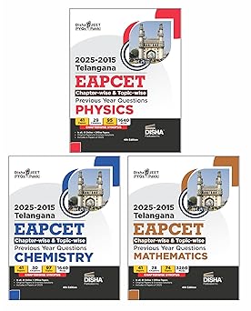 Disha 2025 - 2015 Telangana EAPCET Chapter-wise & Topic-wise Physics, Chemistry & Mathematics Previous Year Questions with Synopsis 4th Edition| 7000+ PYQs PCM Question Bank for 2026 Exams | EAMCET