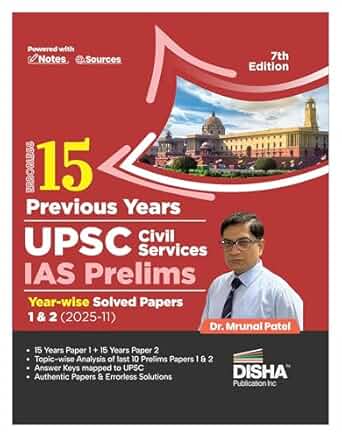 Disha Errorless 15 Year-wise UPSC Prelims Previous Year Solved Papers 1 & 2 (2025 - 11) 7th Edition | General Studies & Aptitude (CSAT) Original PYQs Papers | UPSC Book 2025 - 2026 by Mrunal Patel