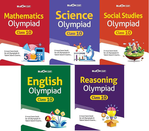 Bloom Cap Olympiad Class 10th Mathematics ,Science ,Social Studies ,English ,Reasoning ( COMBO SET OF 5 BOOKS )