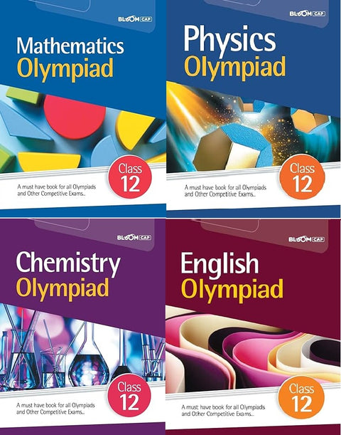 Bloom Cap Olympiad Class 12th Mathematics ,Physics ,Chemistry ,English ( COMBO SET OF 4 BOOKS )