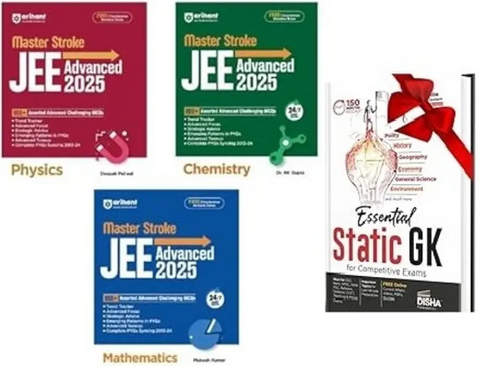 Arihant  JEE Advanced 2025 Master Stroke Physics + Chemistry + Mathematics Combo (Set of 3 Books) - New Edition 2025 & DISHA STATIC GK