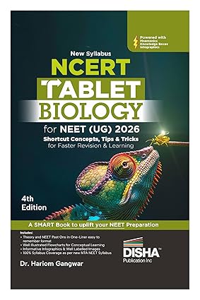 Disha's New Syllabus NCERT Tablet Biology for NEET (UG) 2026 - 4th Edition | Shortcut Concepts, Tips & Tricks for Revision & Learning | One Liner Theory with Mnemonics, PYQs (Previous Year Questions)
