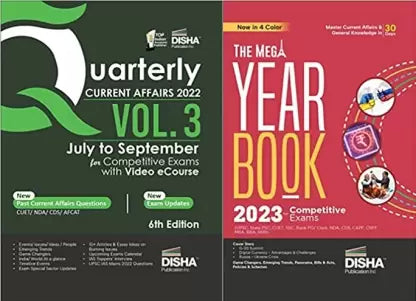 Quarterly Current Affairs 2022 Vol. 3 - July To September For Competitive Exams + The Mega Yearbook 2023 For Competitive Exams SET OF 2 BOOKS