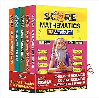 Disha (Set of 5 Books) Score 100 Science, Mathematics , Social Science, Hindi B, English CBSE Class 10 - 10 Year-wise Solved Papers (2016 - 2025) | 2026 Exam| Books by Kriti Sharma